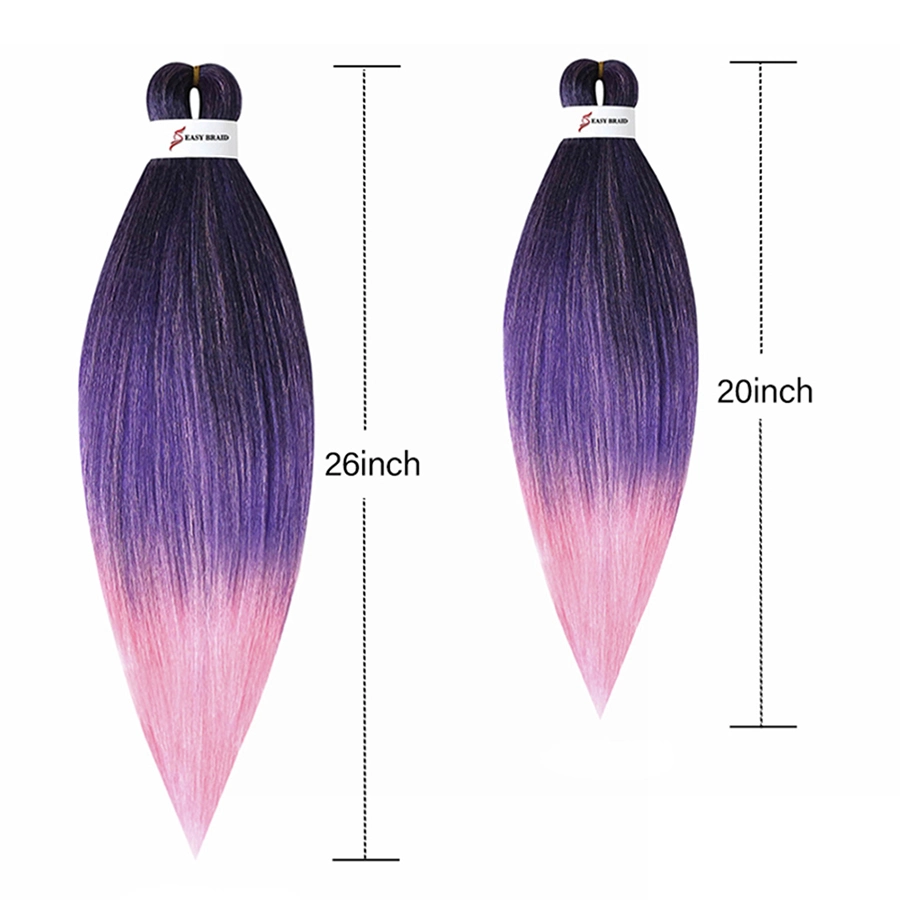 Professional 20 de 26 pulgadas Pre-Stretched Ombre Ez trenzar el cabello trenzado sintética fácil Yaki Pre-Stretched