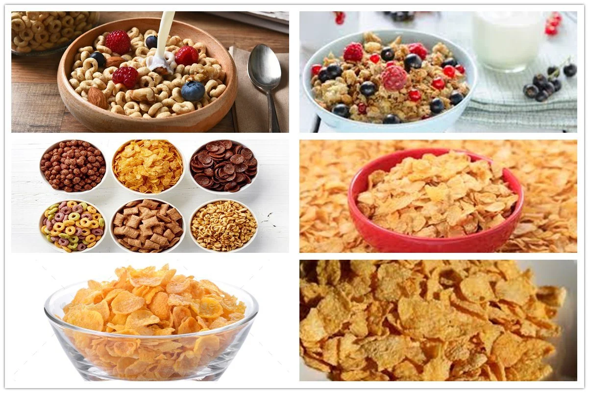 Double Screw Puffed Breakfast Cereals Corn Flake Extruder Processing Production Line