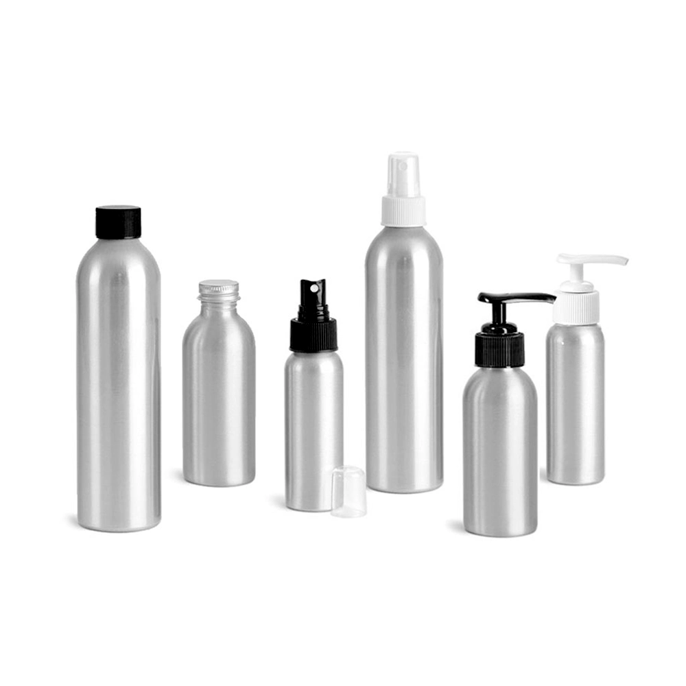 30ml-500ml Custom leer Nachfüllpack Silber Aluminium Metall Nebel Spray Flasche Mit weißer schwarzer Mist Spritze