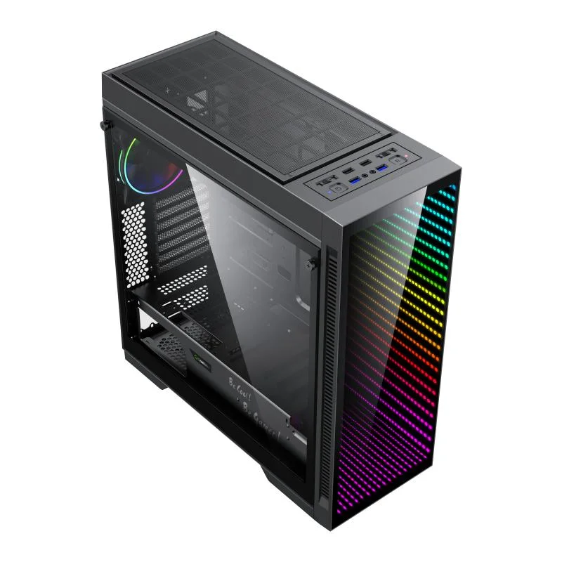 ATX Gaming caso, los juegos de PC, piezas de ordenador, Computadora, RGB el infinito, diseño de vidrio templado, Gamemax