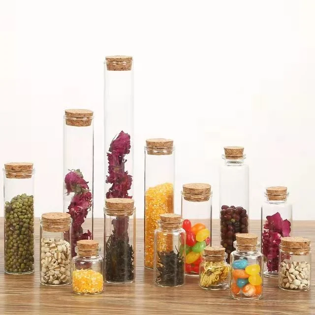 Wholesale Mini Transparent Glass Wishing Bottle Test Tube Bottle Round Glass Vials Storage Bottle with Cork