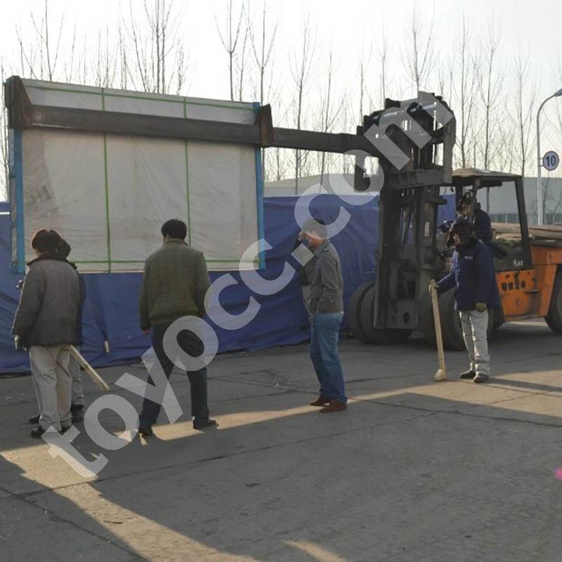 Forklift Attachment Loading/Unloading Glass Crate From Closed Container