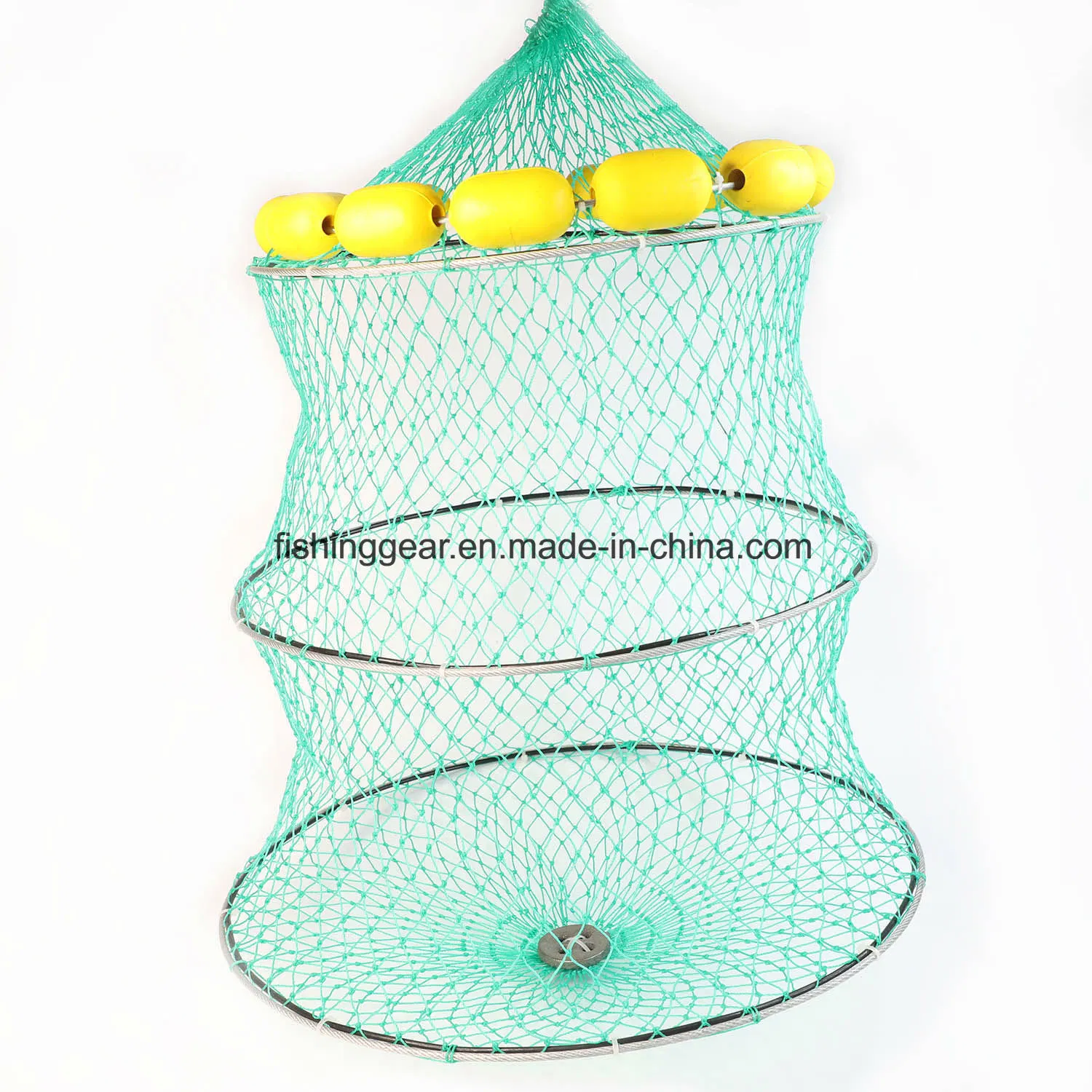 Green Color Steel Frame Braided Rope Lobster Traps for Fishing Tackles