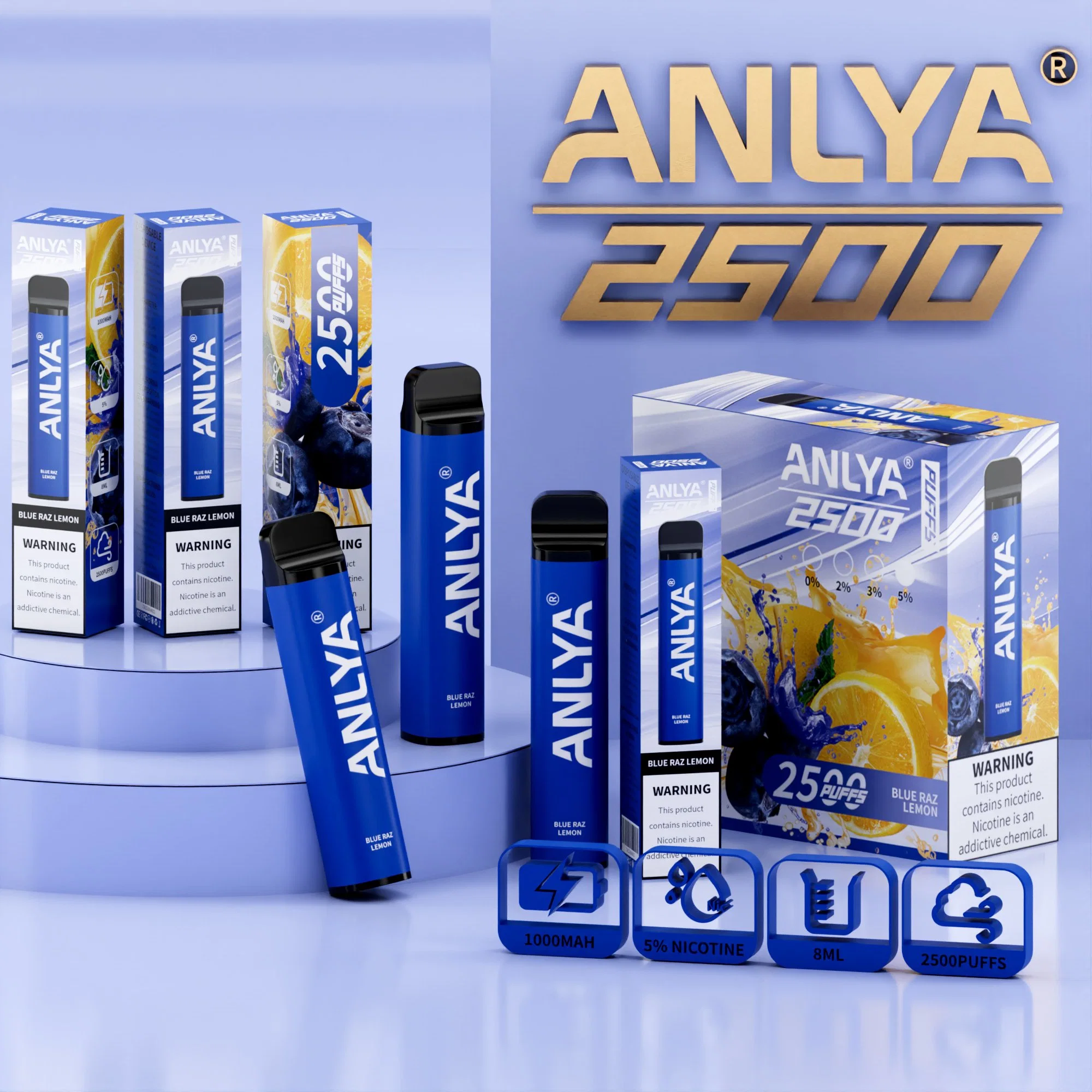 Mini vape original Anlya 2500 Puff desechable Vaporizer Pot Factory Precio Mayorista/Proveedor