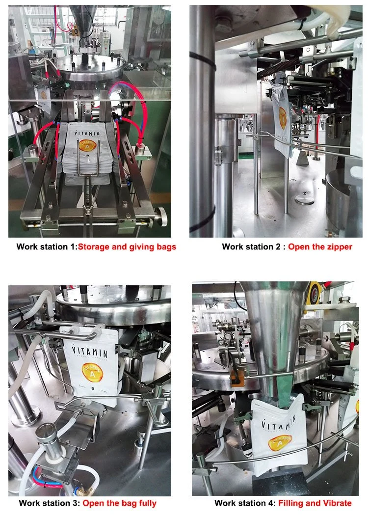 Système d'emballage automatique rotatif pour poudre avec remplissage de vis sans fin pour le lait Machine à emballer de pesée de poudre de détergent à café