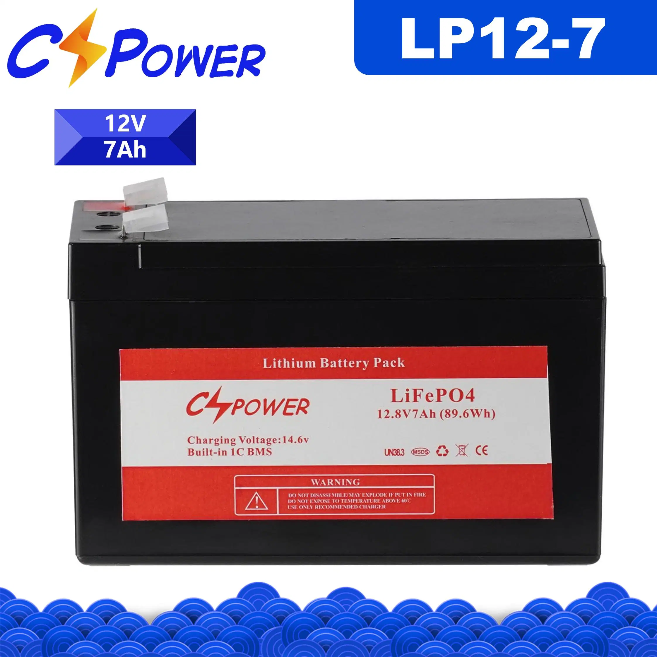 Outil d'alimentation rechargeable à pile au lithium pour stockage LiFePO4 12V7ah /Solar
