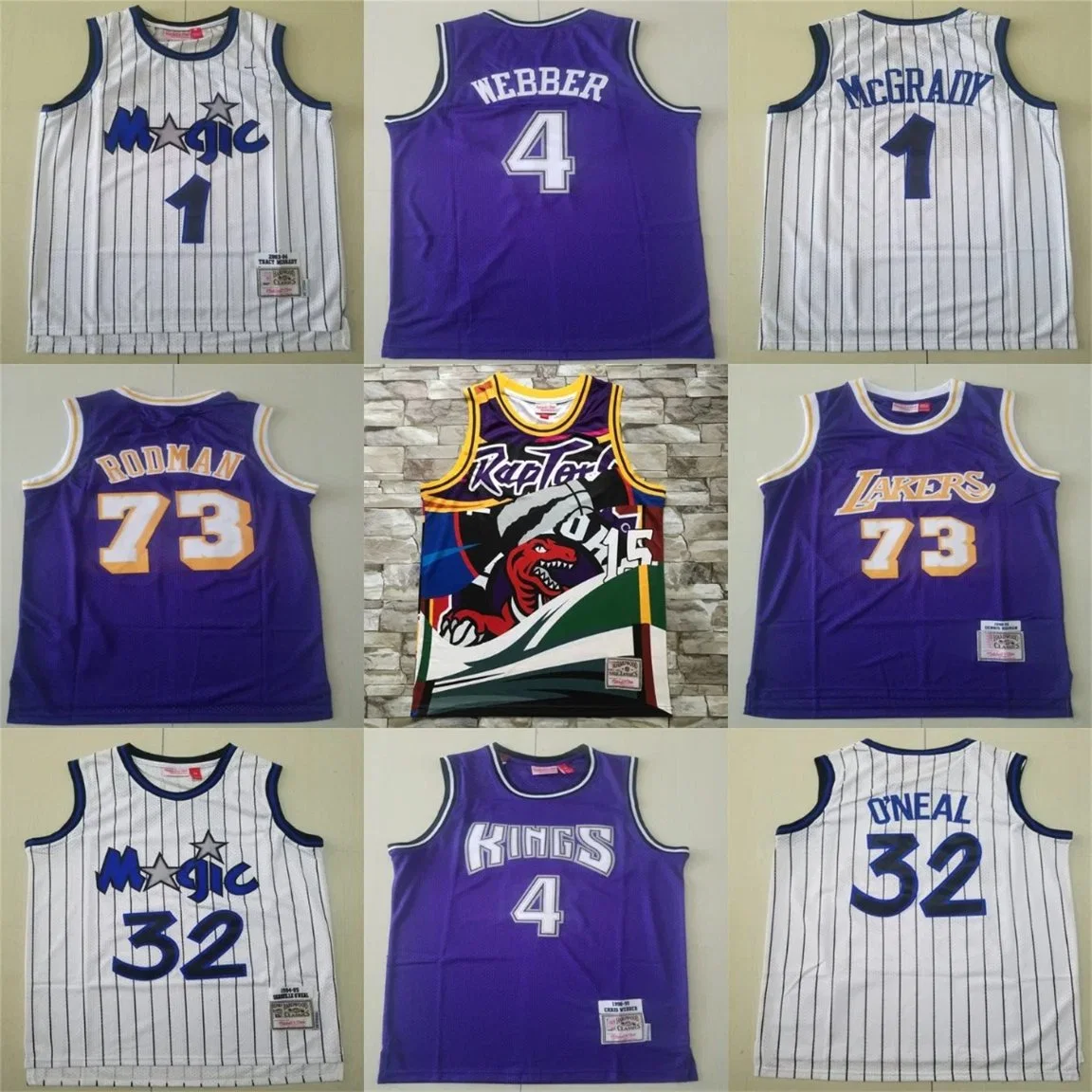 Mens Custom Basketball Jerseys Magic Mcgrady 1 Lakers Rodman 73 Raptors 15 Kings 4 Vintage Sportswear