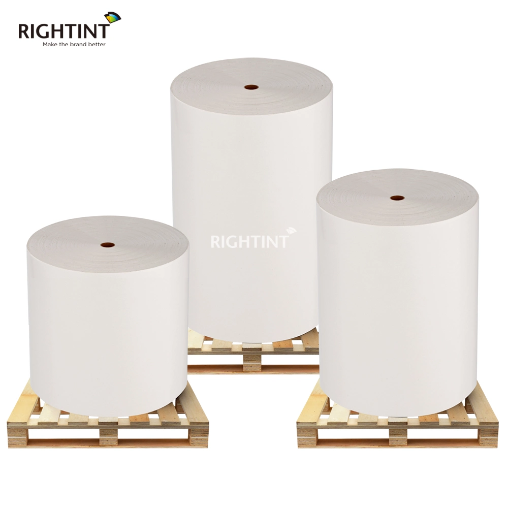 Fabricación Rightint adhesivo fuerte Shanghai autoadhesivo personalizado etiqueta OEM semi papel satinado