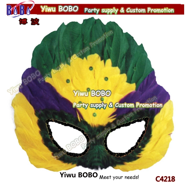 Party Supply Party Halloween Mask Party Costumes Fur Mask Mardi Gras Sequin Feather (C4218)