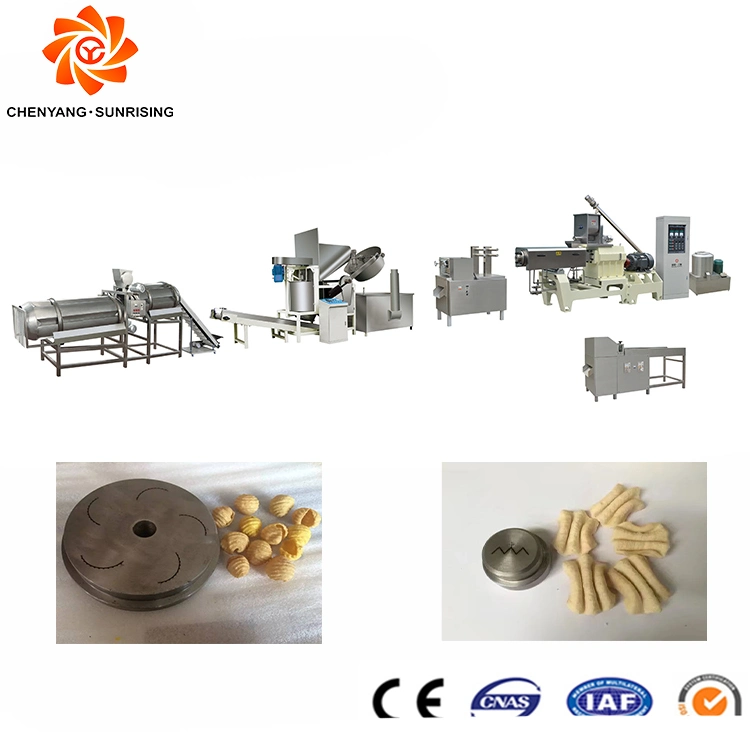 Frying Crispy 3D Corn Bugles Pellets Fried Chips Snacks Food Machine Production Line Bugles Making Extruder