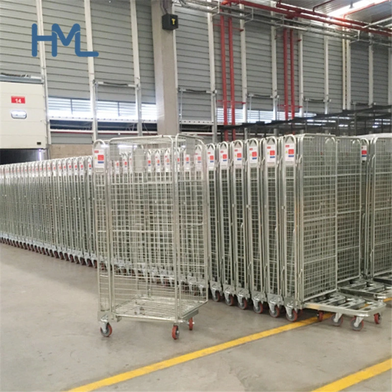 500kg Huameilong Warehouse Cargo Storage Collapsible Security Wire Mesh Trolley