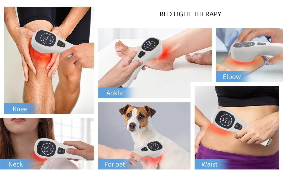 Hand Held Red Light Therapy Device for Pain Relief, Knee, Shoulder, Back, Joint& Muscle Pain, Infrared Light with 650nm and 808nm Probes (Four * 808nm Probes)