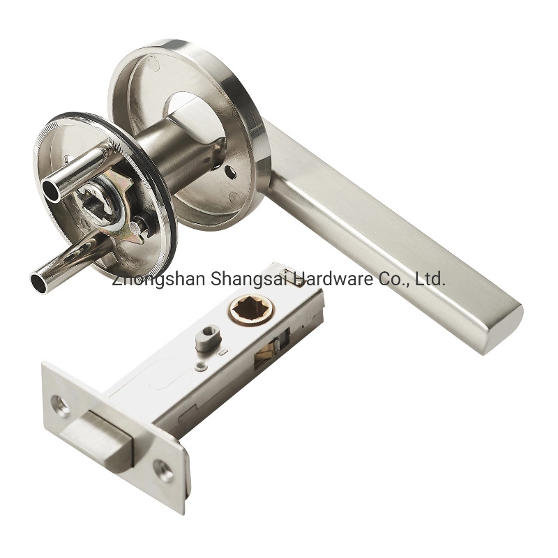 Heavy Duty Privacy Door Lever Handle with Unique Push Button Design, Hidden Screws Installation