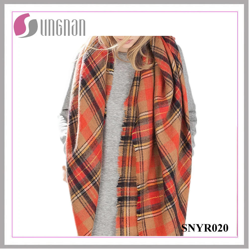 Europe Fashion Elegant Plaid Ladies Imitate Cashmere Scarf