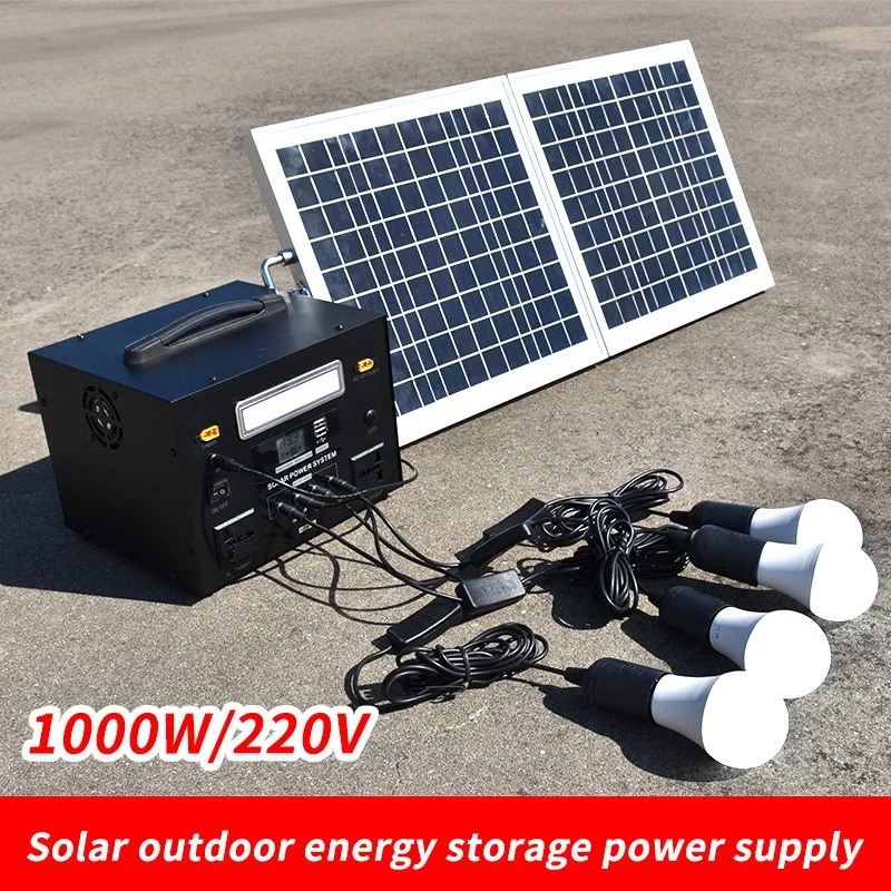 Outdoor Emergency Generator 1000W Solar Panel Bt Audio Lithium Battery Camping Fishing Power Station Portable Energy System