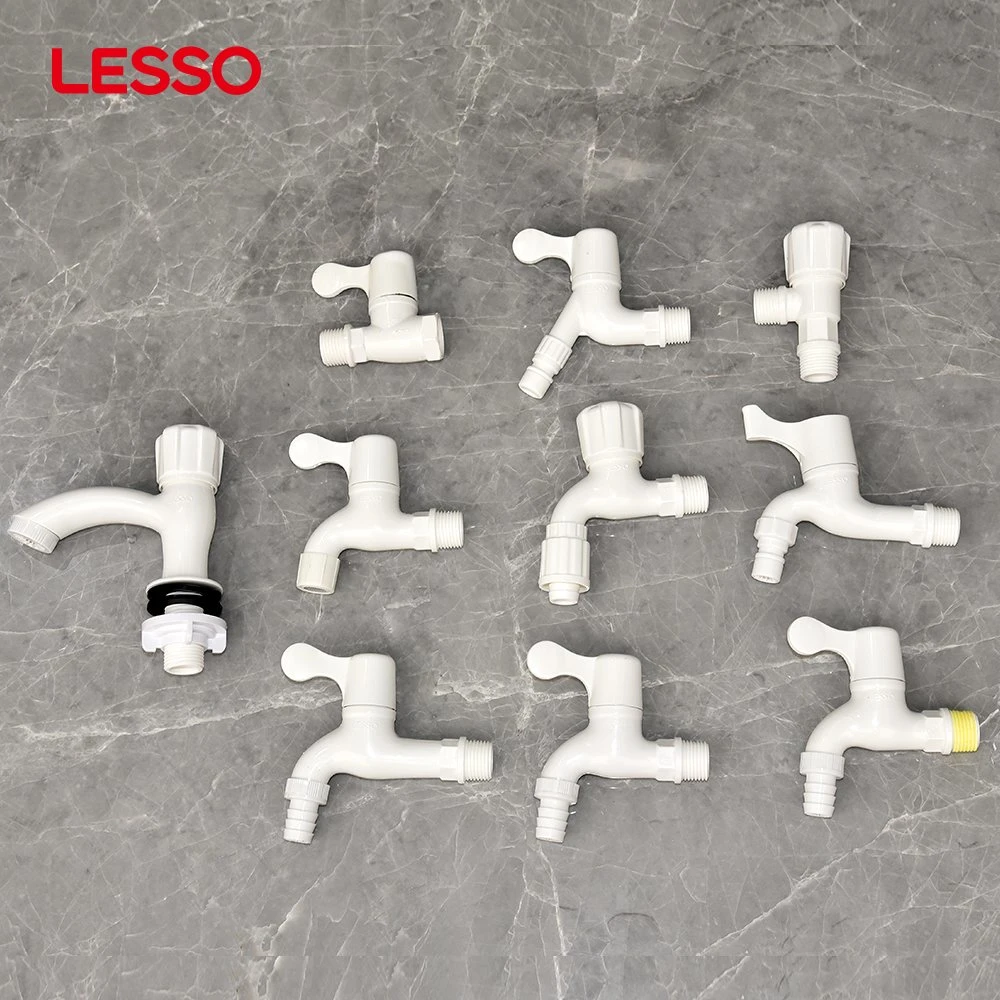 Lesso Longevity White Plastics Multi-Purpose Cold Water Basin Bathtub Kitchen Bathroom PVC Water Taps Basin Faucets