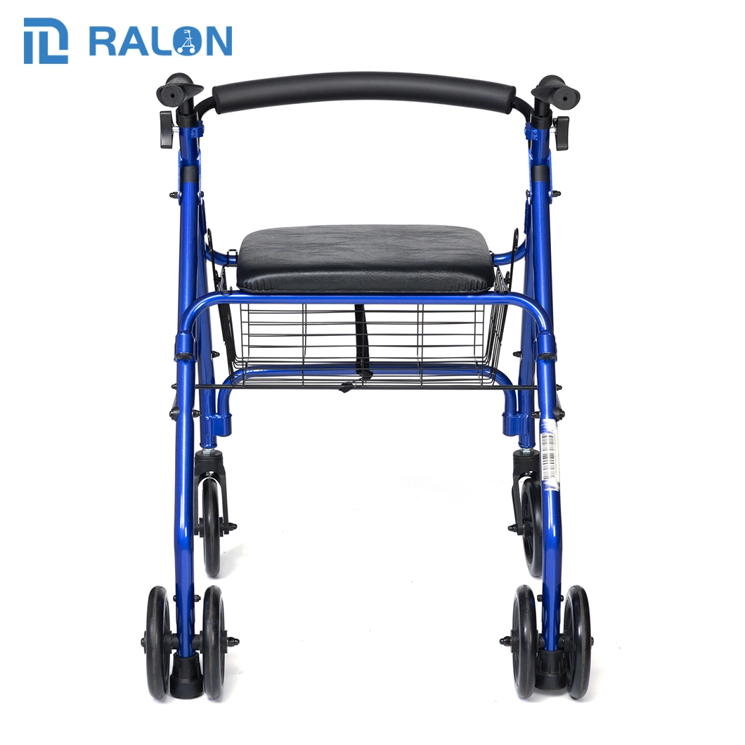 De aluminio de alta calidad plegable ligero caminar ancianos Rollators con asiento blando