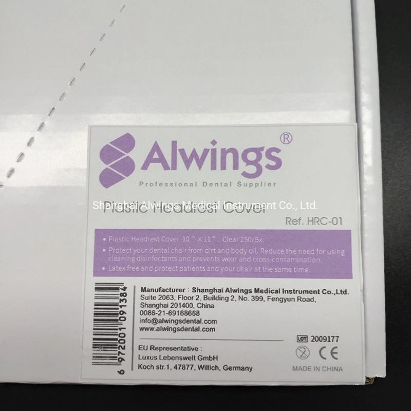 Coberturas transparentes para apoio para a cabeça em plástico de 10 ′ ′ * 11 ′ ′ para dentistas Cadeira