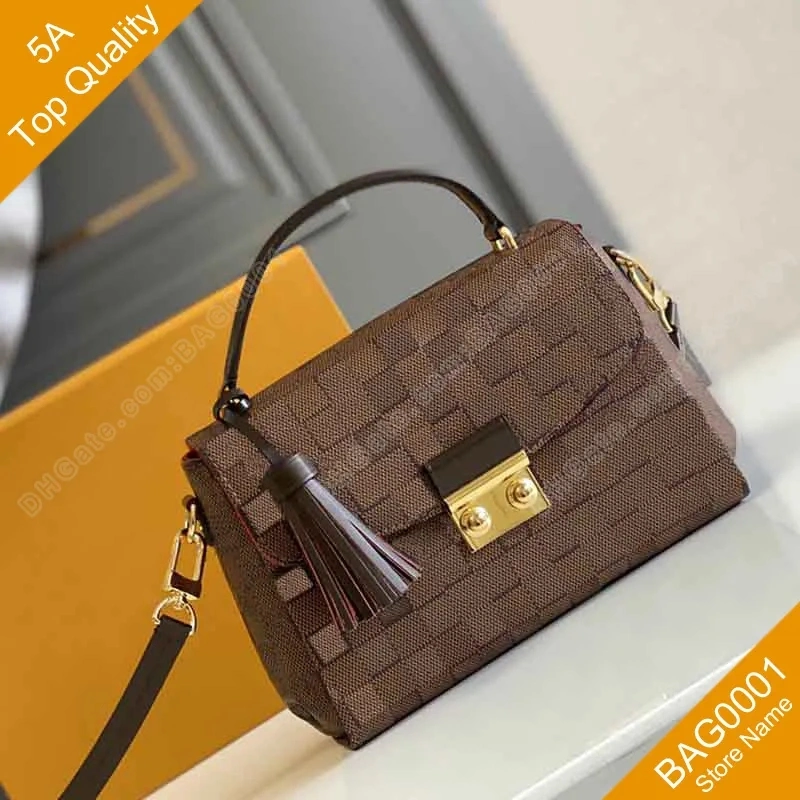 5A Top Quality Women's Genuine Leather Shoulder Bag Brand Croisette Tassel Handbag Crossbody Medium Handle Tote with Box