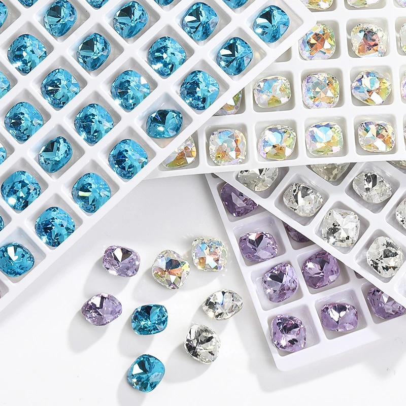 Wholesale Nail Rhinestones Sharp Bottomed Square Crystal Glass Diamond