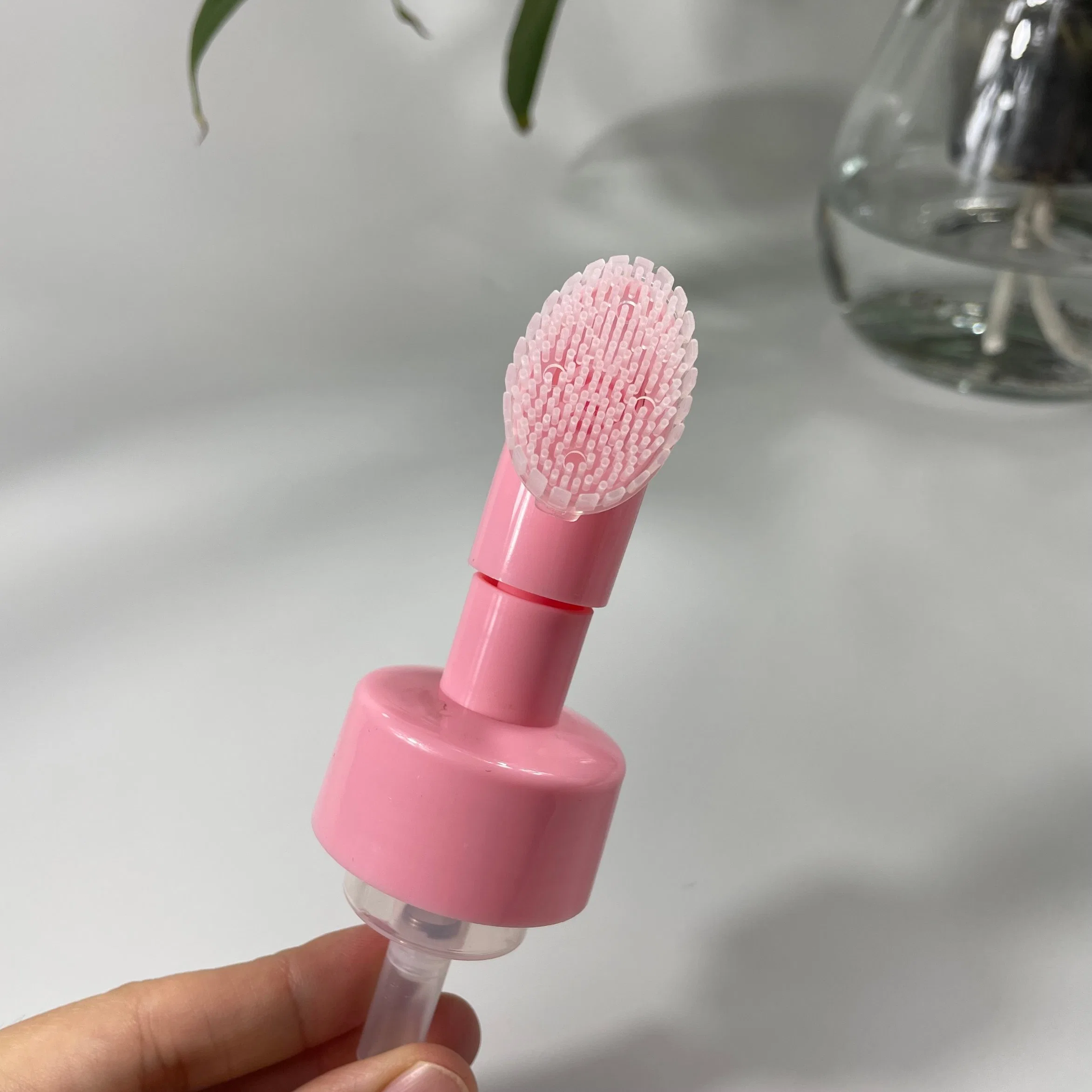 Empty Cosmetic Plastic Soft Silicone Brush Soap Foam Pump Bottle for Facial Cleanser