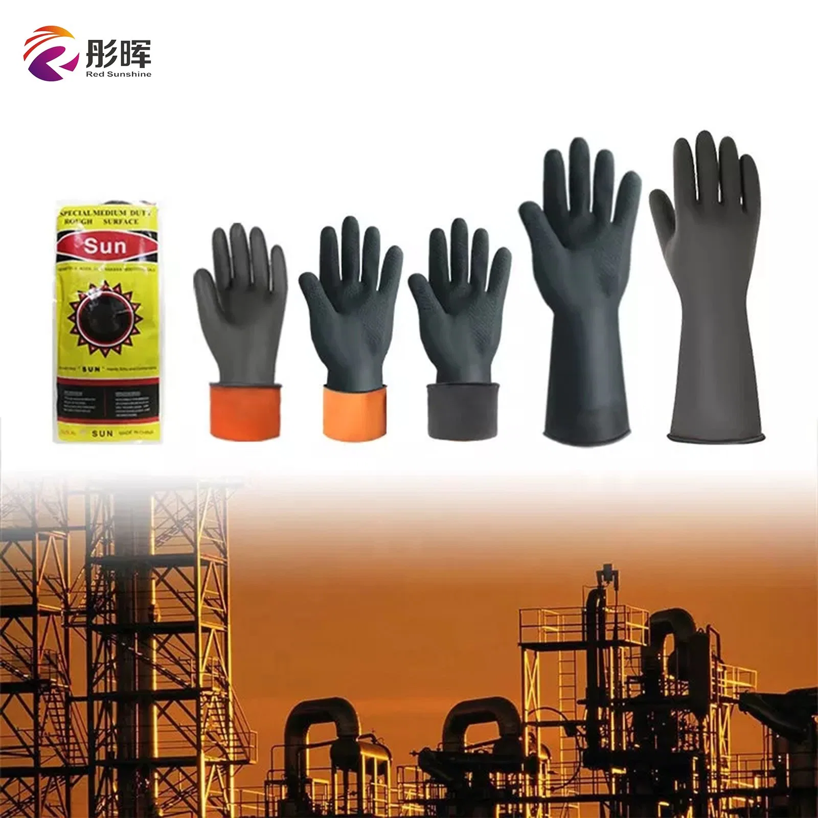 Wholesale Industrial Anti Slip Chemical Resistant Safety Work Glove Heavy Duty Latex Gloves for Industry Use