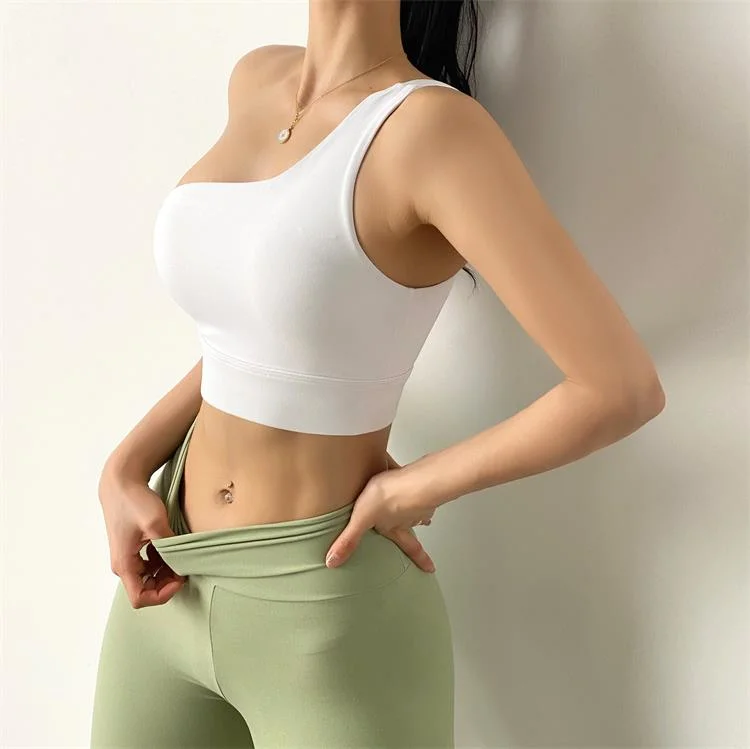 Gym Activewear Fitness Set Workout Sport Wear Women High Impact Sports Bra Sexy Single One Shoulder Padded Yoga Bra