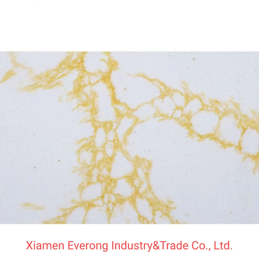 High quality/High cost performance Yellow Vein Quartz Slab Prefabricated kitchen Counter Top