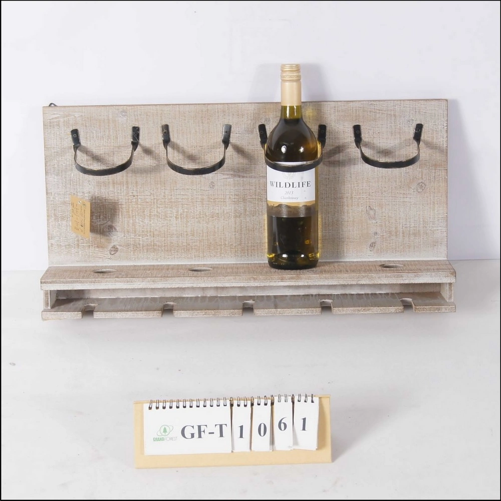 Free Standing Bamboo Wine Glass Bottle Holder