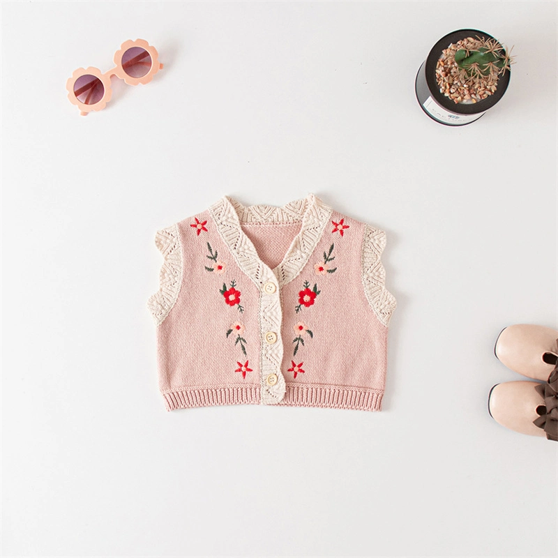 2022 Winter Infant Toddler Baby Girls Cardigan Sweater Vest Vintage Knitted Kids Clothes Wholesale/Supplier