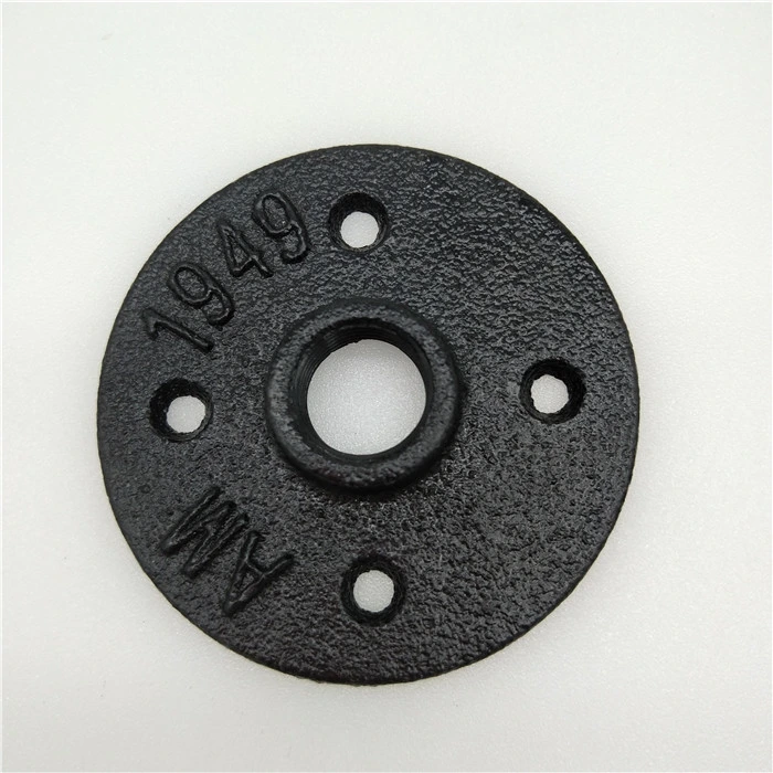 1/2 Inch Black Color Floor Flange Malleable Casting Iron Floor Flange for Home Decoration Shelf DIY Furnitures