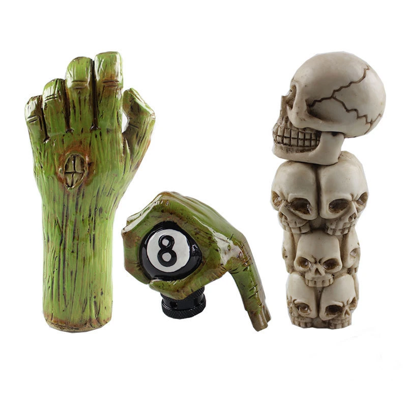 Resin Car Skull Green Hand Gear Lever Shift Lever Knob Decoration