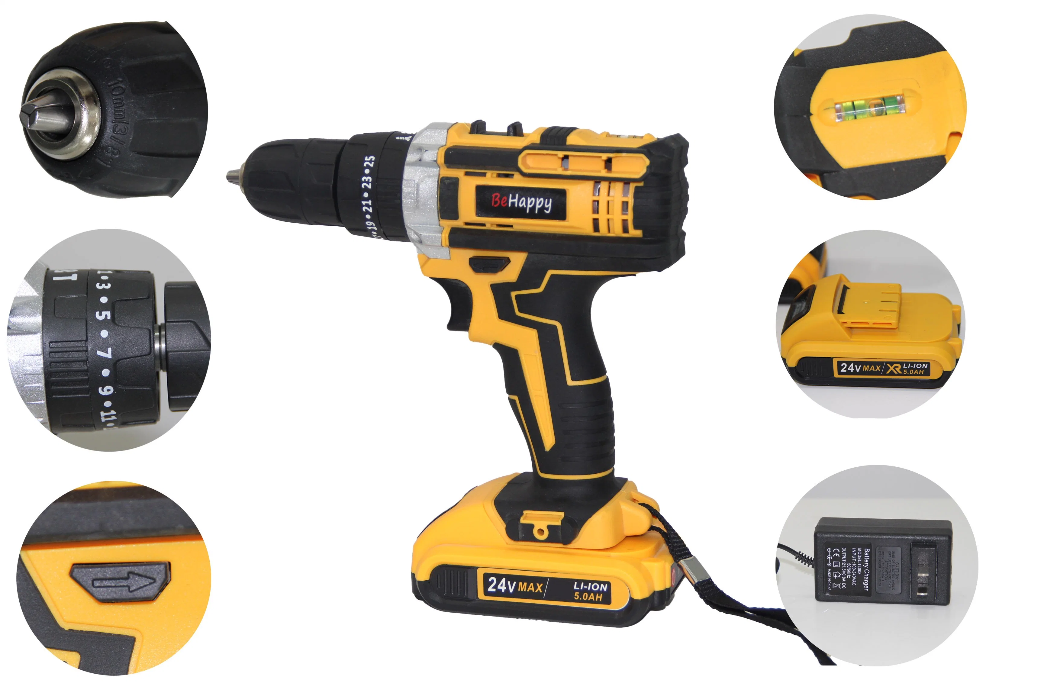 Behappy 16V Crodless Eléctrico do lado de impacto chave broca 1/2" Dr Power Tool com soquetes