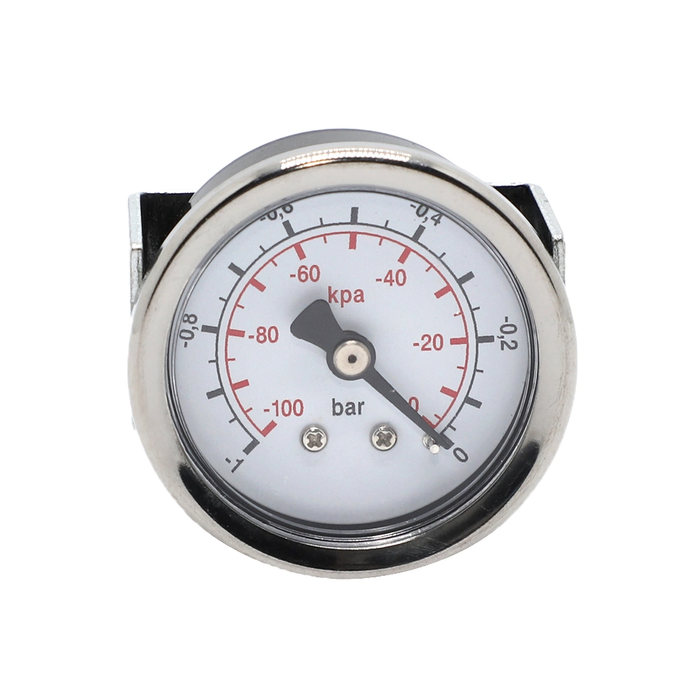 Center Back Gas Bourdon Pressure Gauge with U-Clamp 40mm -1 Bar Vacuum Manometer