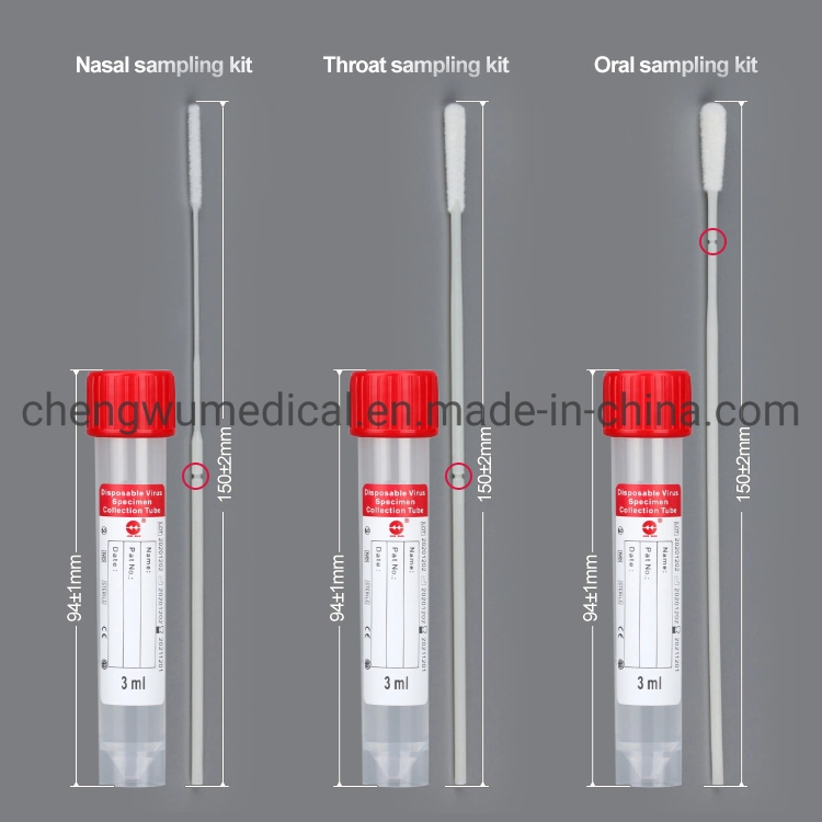 Productos médicos VTM con hisopos.