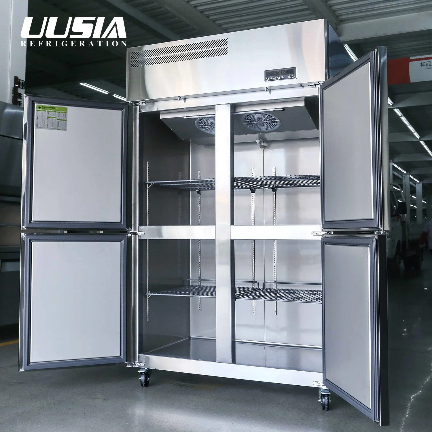 37.1 Cu. FT. Stainless Steel 2 Doors Refrigerator Top Mounted Commercial Solid Door Upright Reach-in Freezer