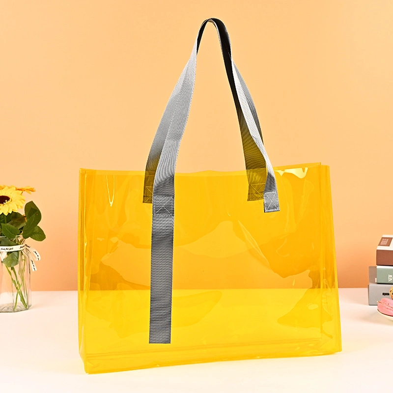 حقيبة تسوق كبيرة السعة من PVC Clear لتسوق عالية حقيبة فاخرة للهدايا الكتفية في حقيبة اليد للأزياء في المخزن