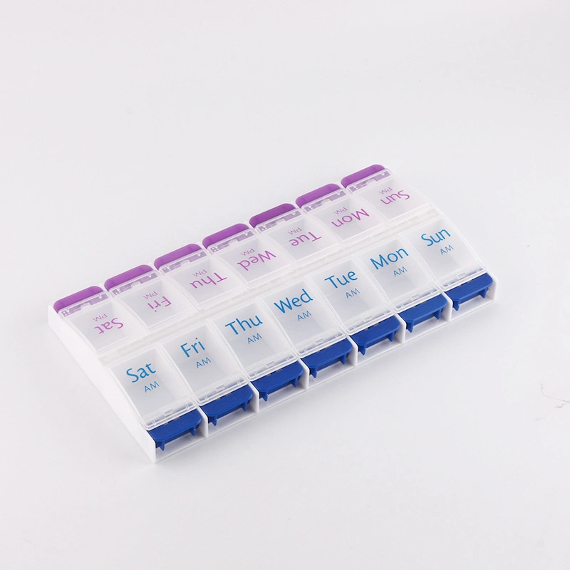 OEM Plastic Weekly 7 Days Pill Cases Medicine Storage Dispenser Drug Boxes 28 Compartment Pill Organizer