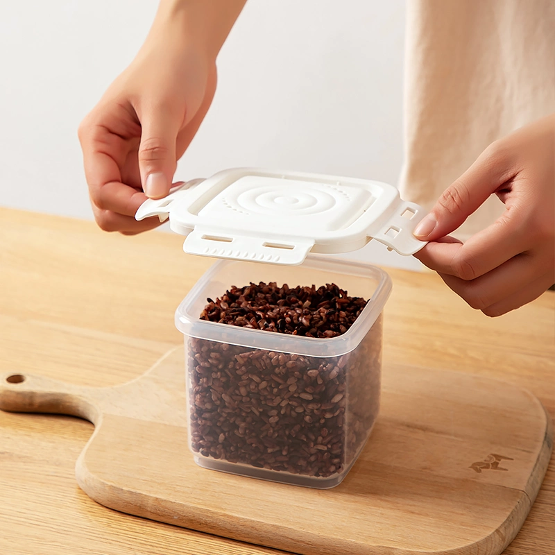 Plastic Rice Storage Box with Lid Food Coarse Grain Storage Container Kitchen Steamble Organizer