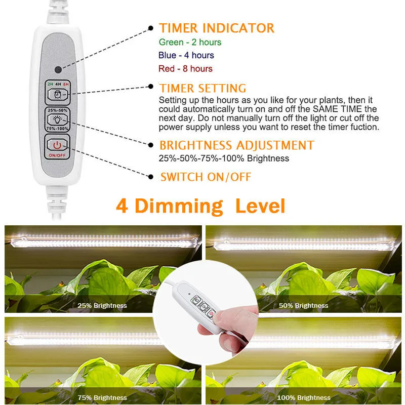 Drop Shipping Diming Timing Function White Full Spectrum 10W Strip Cabinet Grow Light LED Full Spectrum