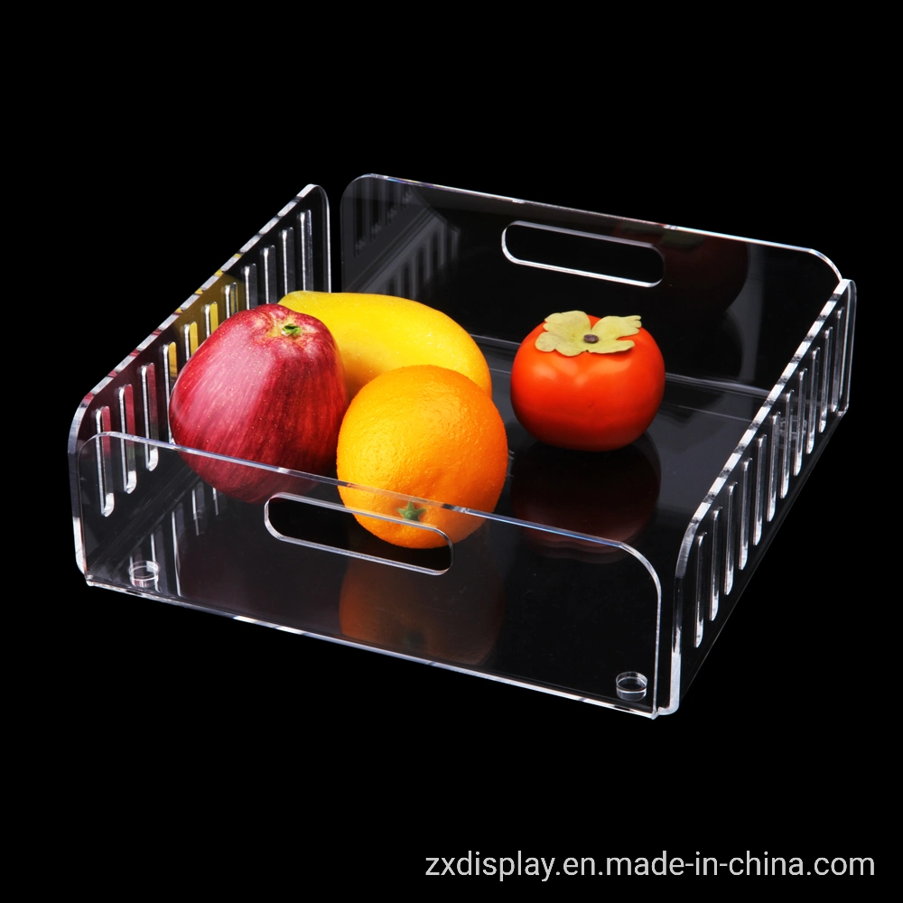 Customized Clear Rectangle Acrylic Fruit Tray for Home Service