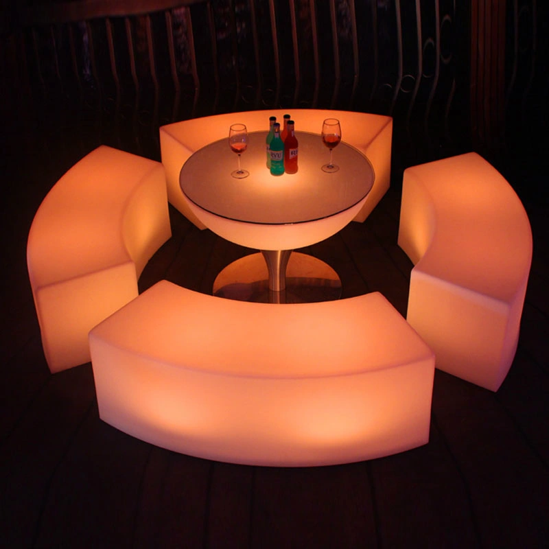 16colors Changing Modern Plastic RGB LED Long Nail Bar Stool Lit up Luxe Event Rentals Outdoor Lounge Furniture