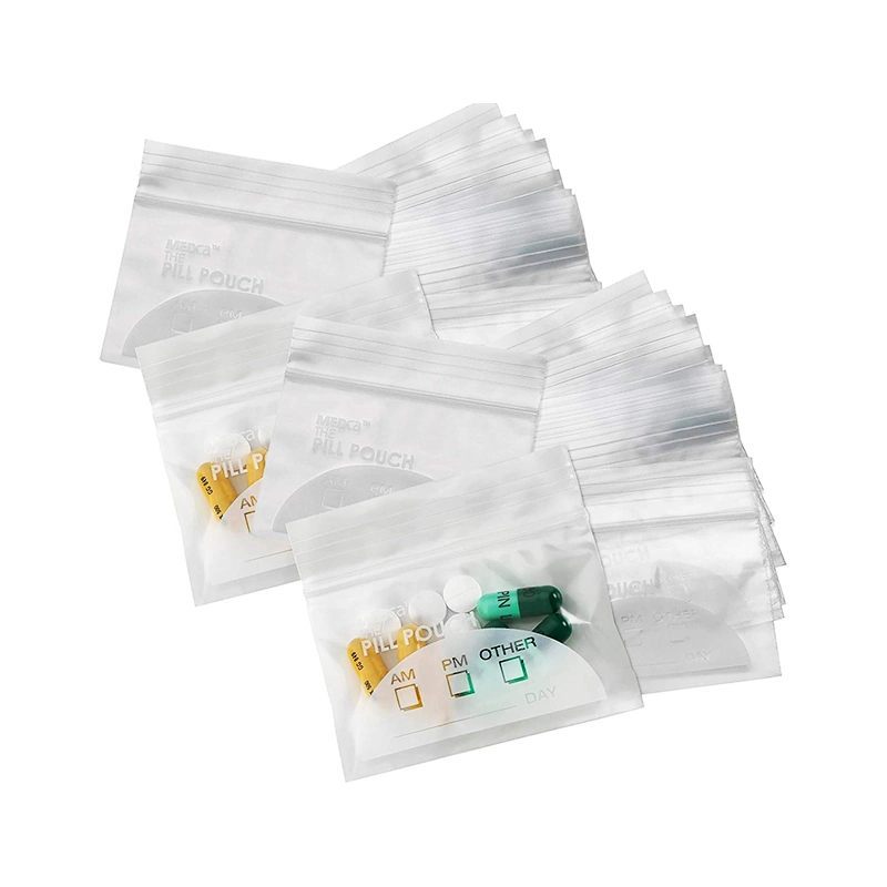 Logo personnalisé PE plastique refermable Pharmacie Médecine PEBD Stockage emballage sacs Ziplock pilules cas Pouch
