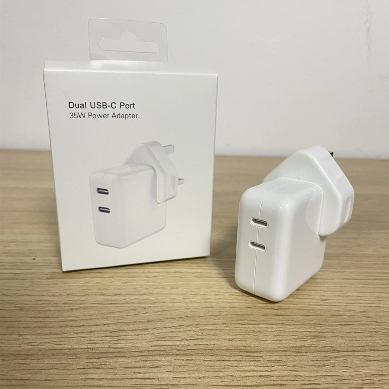 Mobiltelefon Schnellladegerät A2676 UK 3 Pin Stecker Dual USB-C-Port 35W-Netzteil