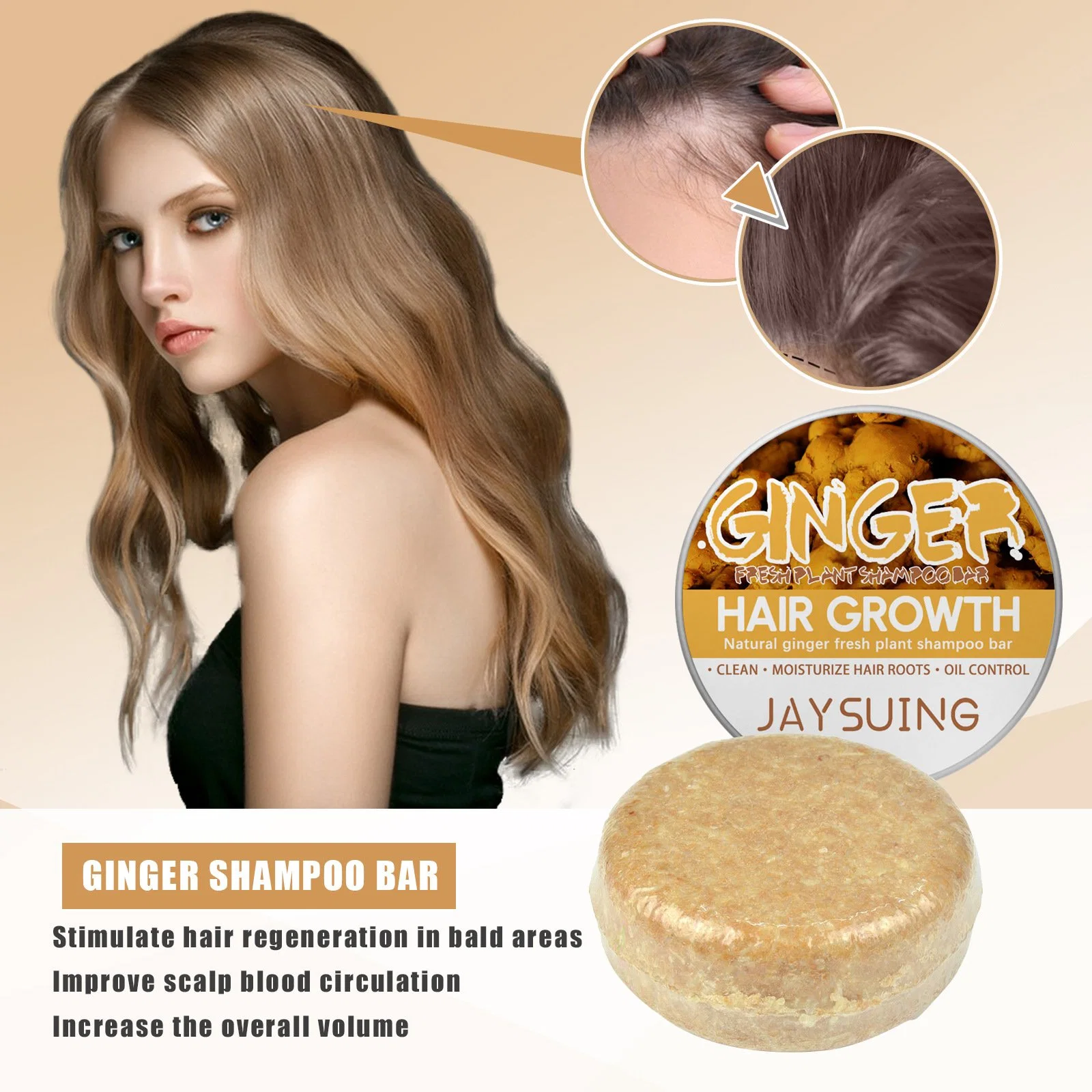 Ginger Shampoo Soap Hair Growth Thick Scalp Massage to Prevent Falling Moisturizing Hair Care Shampoo Soap