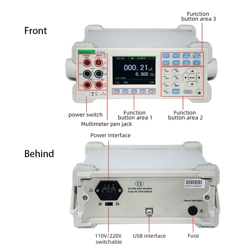 Et3240 4 1/2 dígitos 22000 cuentas High Precision Benchtop Digital Medición de ac dc de multímetro