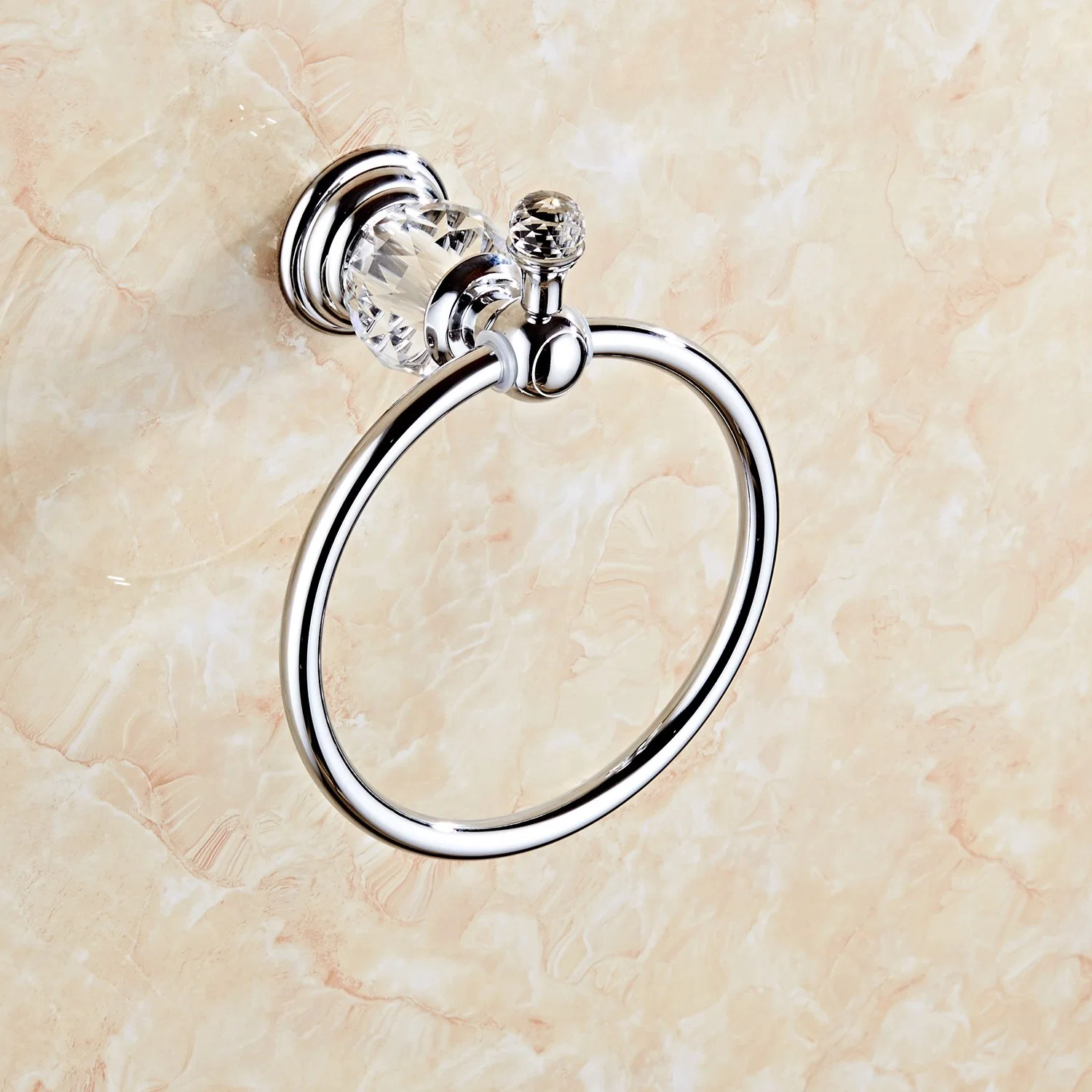 Modern Design Wall Mounted Towel Ring Chrome Plating Zinc Alloy+Ss201 OEM Factory