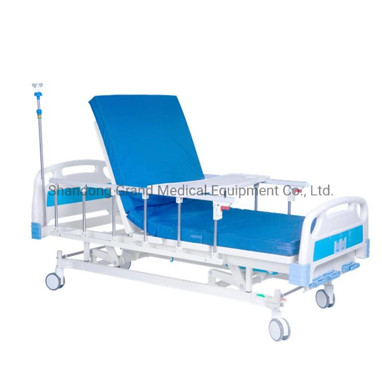 Manivela tres ajustable de elevación manual de control médico del Hospital cama de cuidados de enfermería del paciente