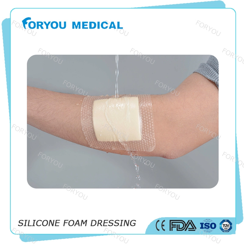 FDA 510k Diabetic Ulcer Treatment Silicone Antibacterial Foam Dressing with Border