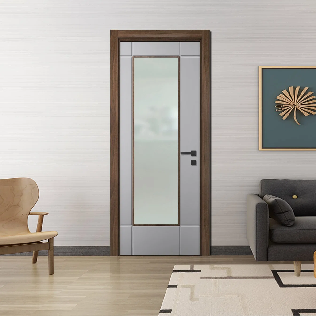 Promotion Commercial Building Apartment House Room Interior Flush Series Wood Veneer MDF Wooden Door